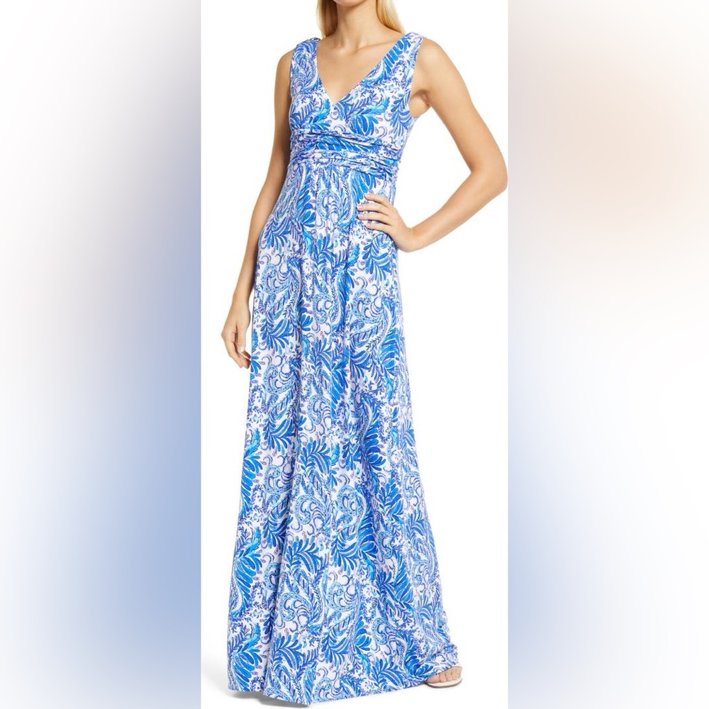 NWOT Sloan Maxi dress baha blue bird is the word